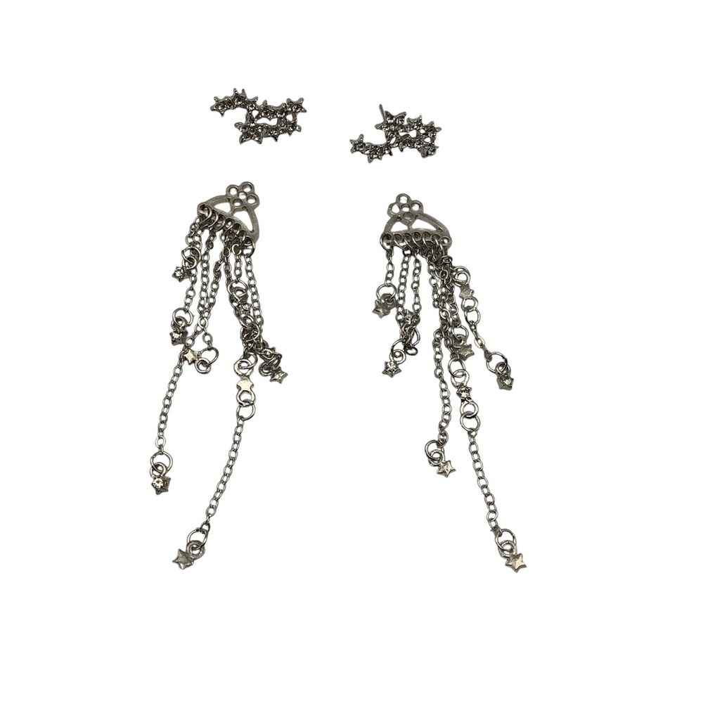2018 Cubic Zircon Tassel Drop Earrings Women Silver Star Dangle Celestial Dainty